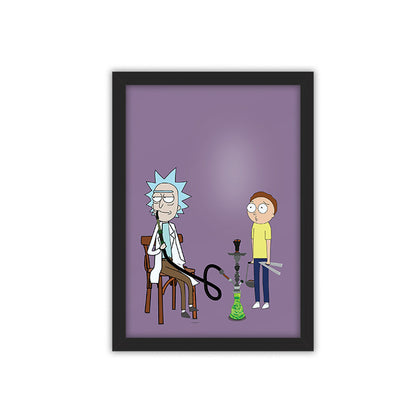 Rick and morty 3al ahwa framed poster