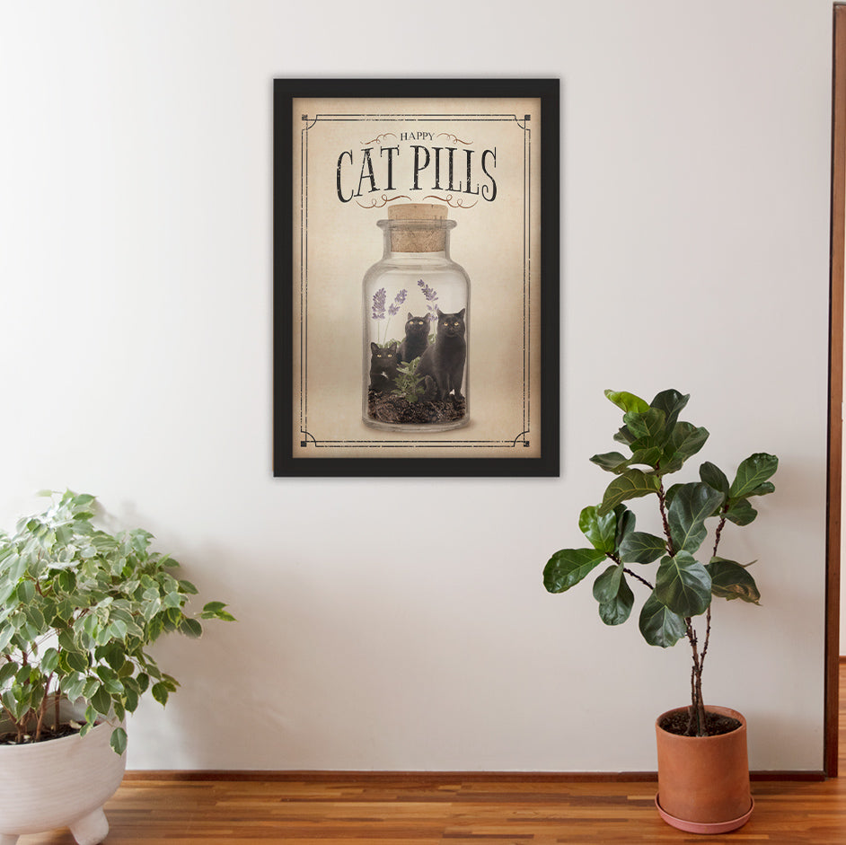 Cat Pills framed poster