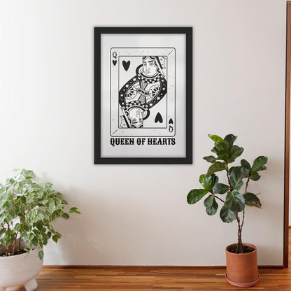 Black queen of hearts framed poster