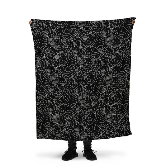 Flowers & birds  throw blanket