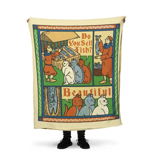 Medieval Market Cats throw blanket